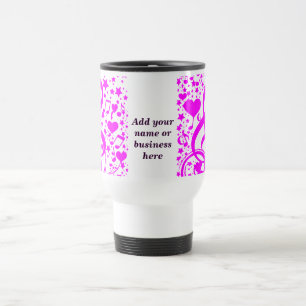 Caneca Térmica Estrelas, Corações e As Notas de Música - Rosa_