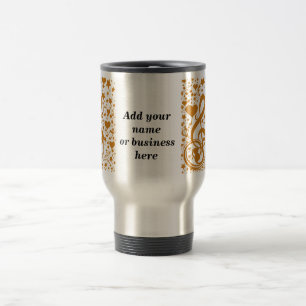 Caneca Térmica Estrelas, Ursos e Notas de Música, Dourado_