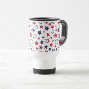 Caneca Térmica Estrelas Vermelhas e Azuis, 4 de Julho, Fundo Bran