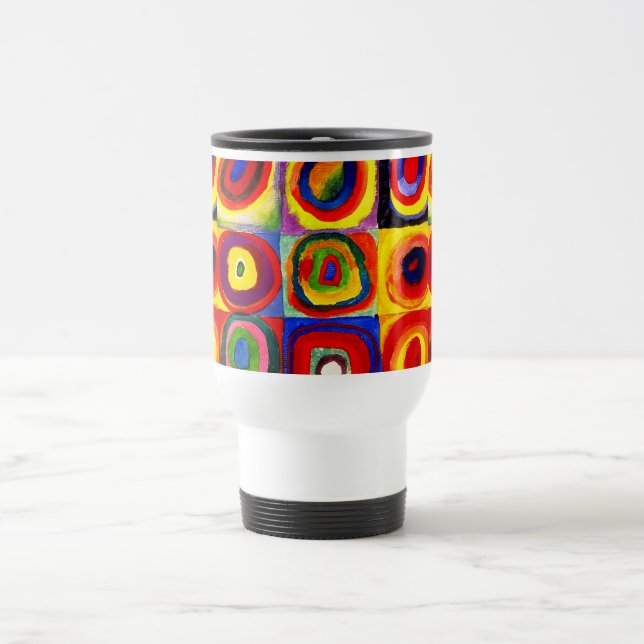 Caneca Térmica Estudo de cor de Kandinsky Quadrados Círculos Arte (Centro)