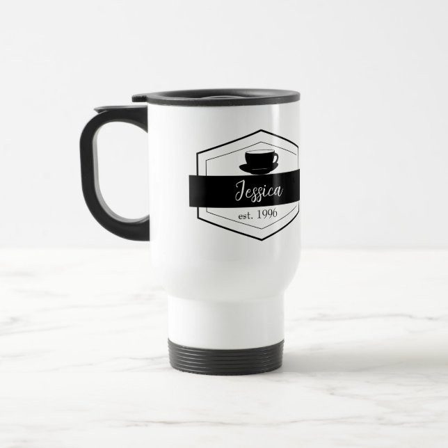 Caneca Térmica Etiqueta Preta Simples (Esquerda)