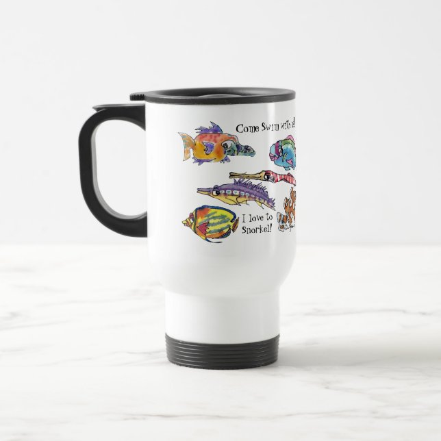 Caneca Térmica Eu adoro Snorkel Diversão Cartoon Fish Mug (Esquerda)