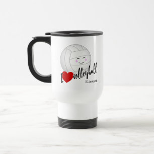 Caneca Térmica "Eu adoro vôlei" das meninas de esportes kawaii bo