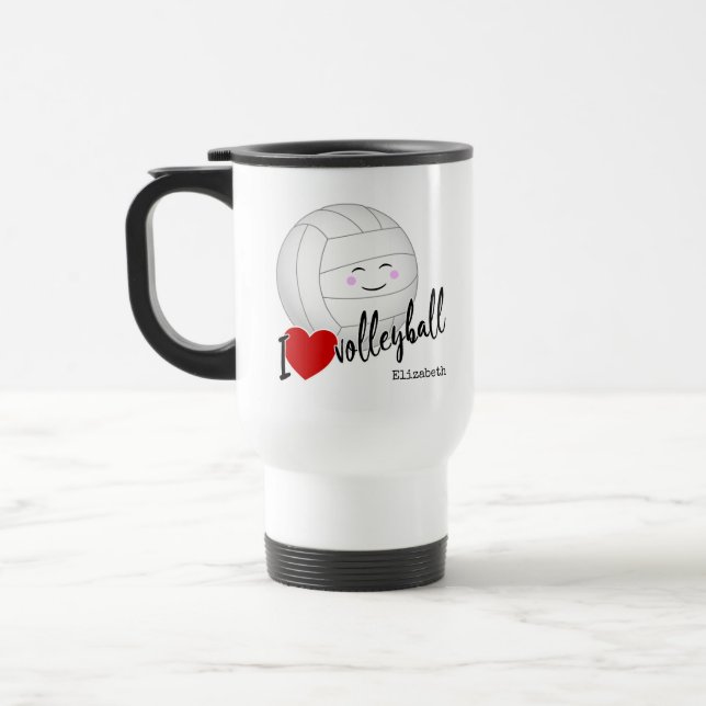 Caneca Térmica "Eu adoro vôlei" das meninas de esportes kawaii bo (Esquerda)