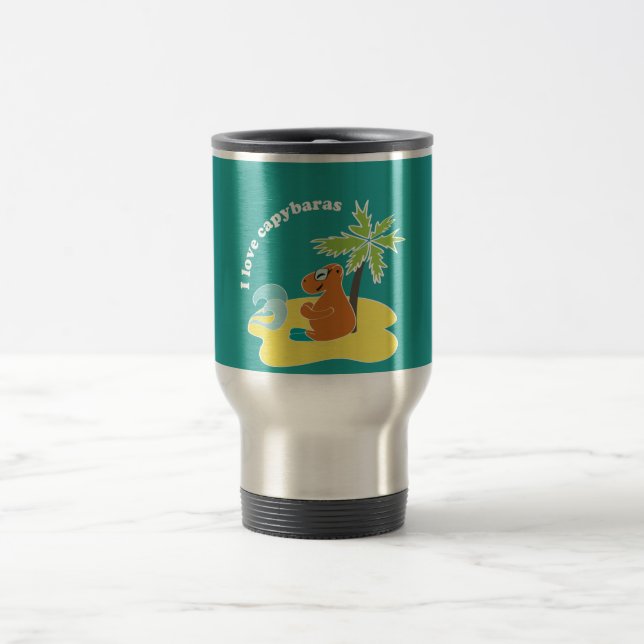 Caneca Térmica Eu Amo Arte de Praia Tropical de Capivaras (Centro)