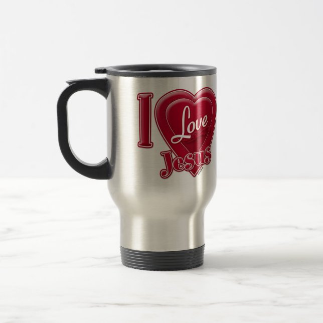Caneca Térmica Eu Amo Jesus Coração Vermelho (Esquerda)