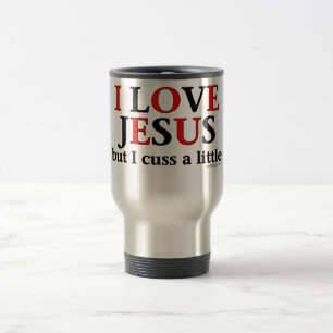 Caneca Térmica Eu amo-me Jesus [mas cuss um pouco]