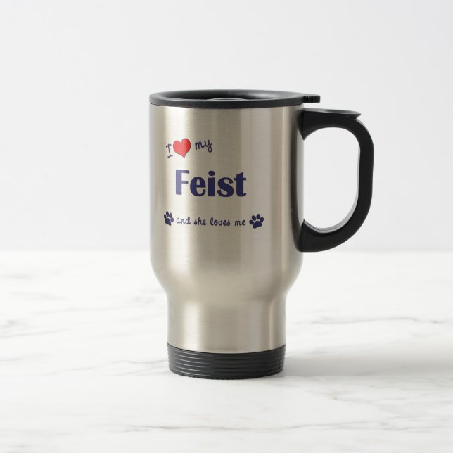 Caneca Térmica Eu amo meu Feist (o cão fêmea) (Direita)
