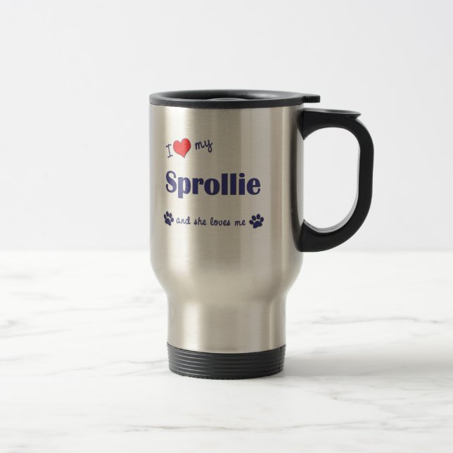 Caneca Térmica Eu amo meu Sprollie (o cão fêmea) (Direita)