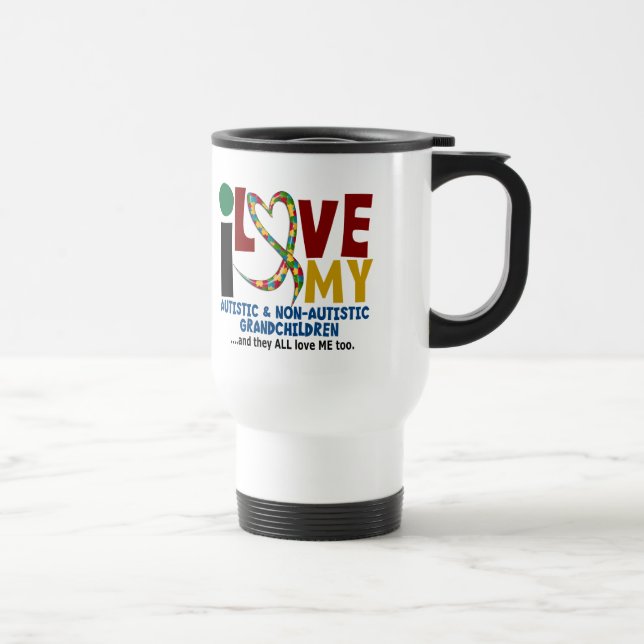 Caneca Térmica Eu amo meus netos 2 autísticos & de NonAutistic (Direita)