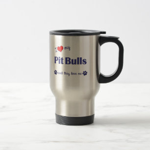 Caneca Térmica Eu amo meus pitbull (os cães múltiplos)