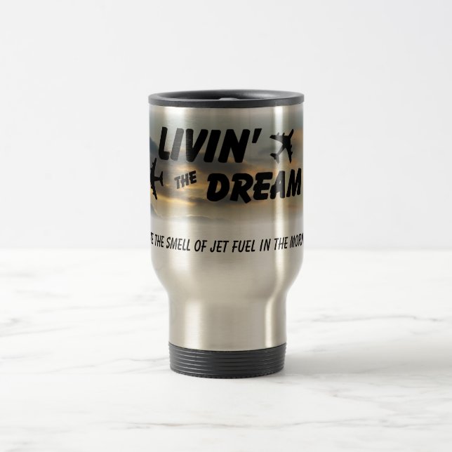 Caneca Térmica Eu amo o cheiro do combustível para reactores (Centro)