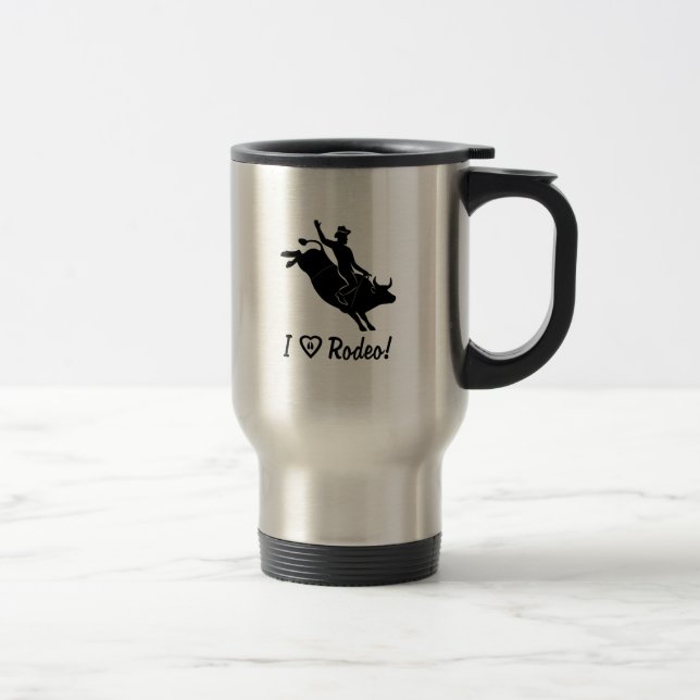 Caneca Térmica Eu amo o rodeio: Cavaleiro de Bull (Direita)