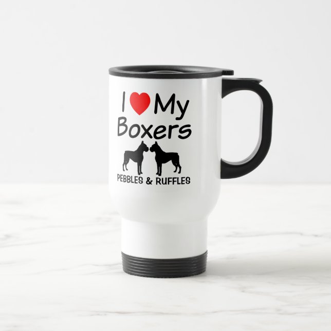 Caneca Térmica Eu Amo Os Meus Dois Cães Boxer Mug (Direita)