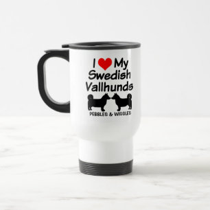 Caneca Térmica Eu Amo Os Meus Dois Cães De Vallhund Suecos Silhou