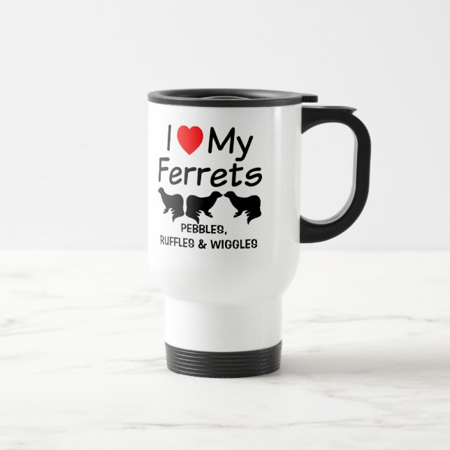 Caneca Térmica Eu Amo Os Meus Três Furões (Direita)