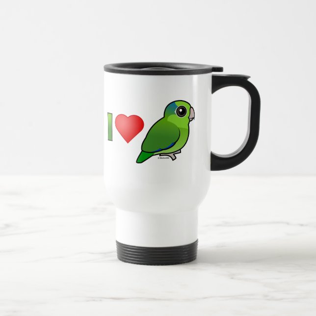 Caneca Térmica Eu amo Parrotlets pacífico (o verde) (Direita)