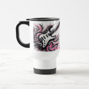 Caneca Térmica Eu Amo Pintura de Guitarra Elétrica Rock N Roll