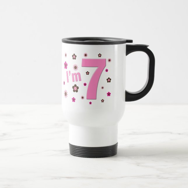 Caneca Térmica Eu sou 7 flores do rosa e do Brown (Direita)