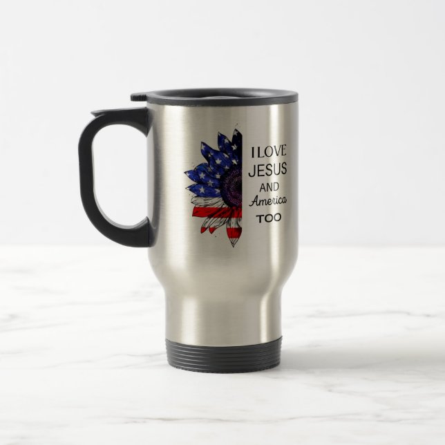Caneca Térmica Eu também amo Jesus e América (Esquerda)