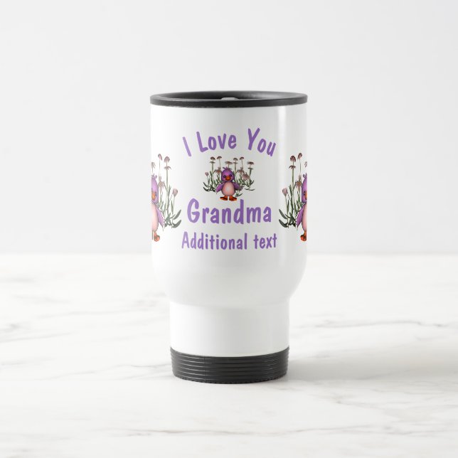 Caneca Térmica Eu Te Amo Vovó Flores De Pássaros Fólidas Personal (Centro)