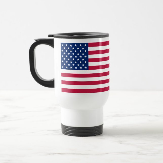 Caneca Térmica EUA Bandeira Nacional América Estrelas Greve Patri (Esquerda)
