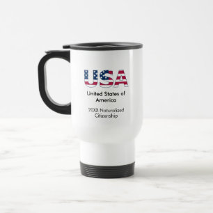 Caneca Térmica EUA Red White e Blue Flag Art, cidadão americano