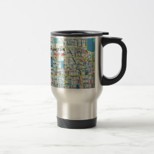 Caneca Térmica EVANSTON, mapa do vintage do IL