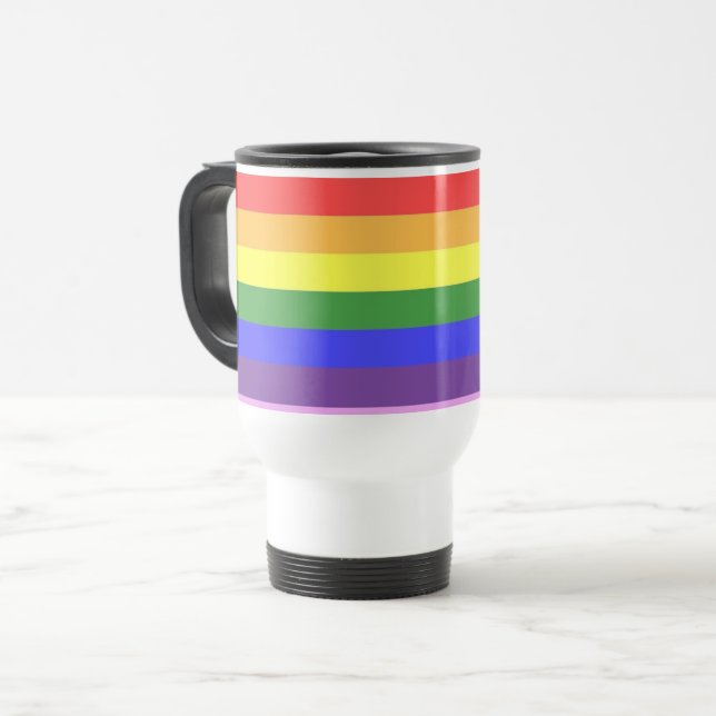 Caneca Térmica Excelente qualidade - Rainbow Stripe Bright Cores (Frente Esquerda)