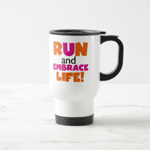 Caneca Térmica Executar e Embarcar a Vida Cor-de-Rosa Laranja