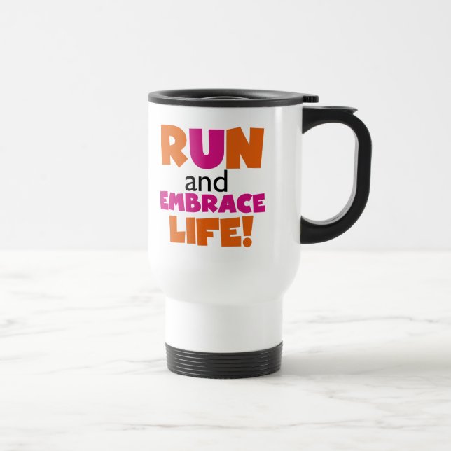 Caneca Térmica Executar e Embarcar a Vida Cor-de-Rosa Laranja (Direita)