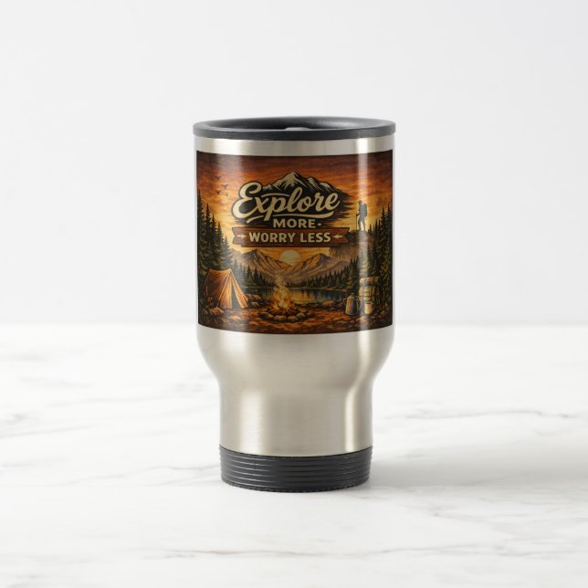 Caneca Térmica Explore Mais e Preocupe Menos–Copo de Viagem para  (Centro)