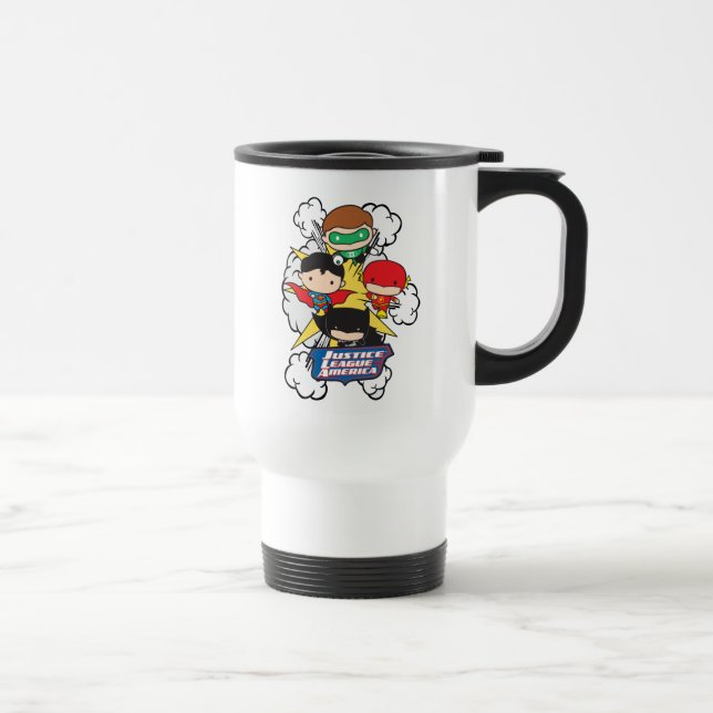 Caneca Térmica Explosão da Liga da Justiça de Chibi na América (Direita)