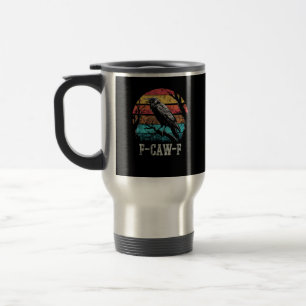 Caneca Térmica F-Caw-F Corvo Retro Pôr do Sol Trocadilho Pássaro 
