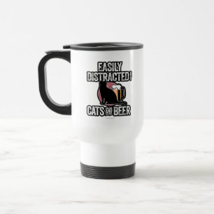 Caneca Térmica Facilmente Distraído por Gatos e Cerveja