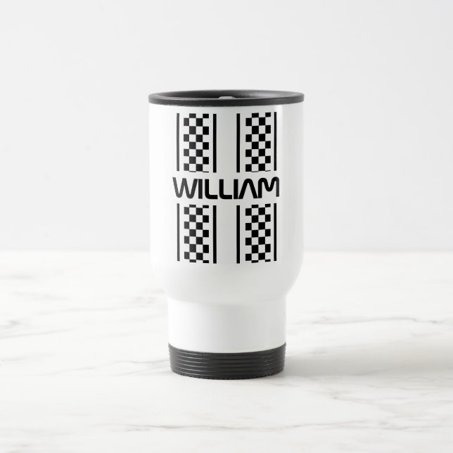 Caneca Térmica Faixa Automática de Raça Preta e Branco Personaliz (Centro)