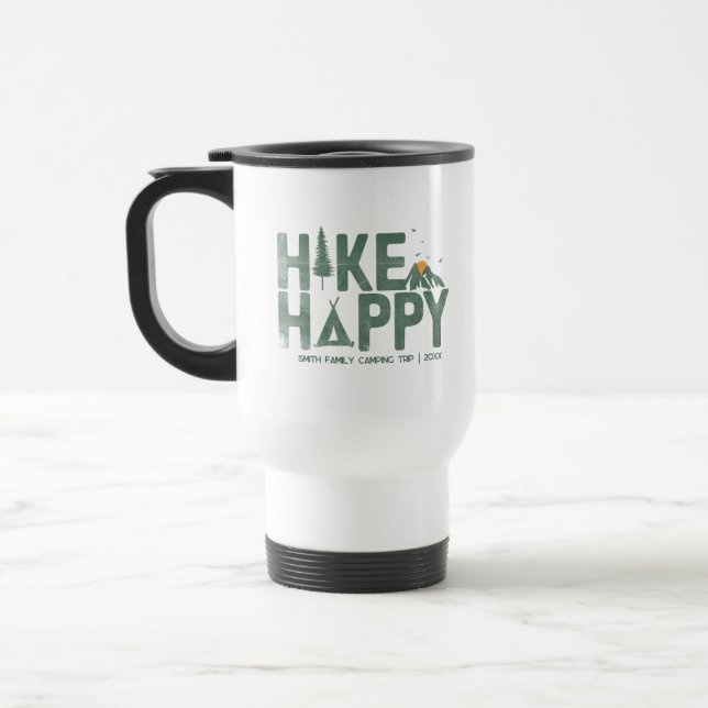 Caneca Térmica Família de Caminhos Feliz do Camper Hiker, Persona (Esquerda)