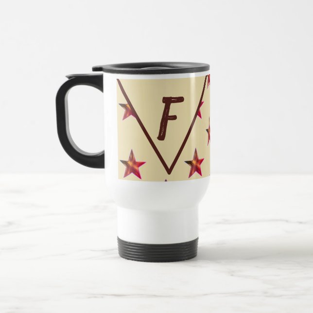 Caneca Térmica Família de Sobrenomes Red Tan de Monograma Estrela (Esquerda)