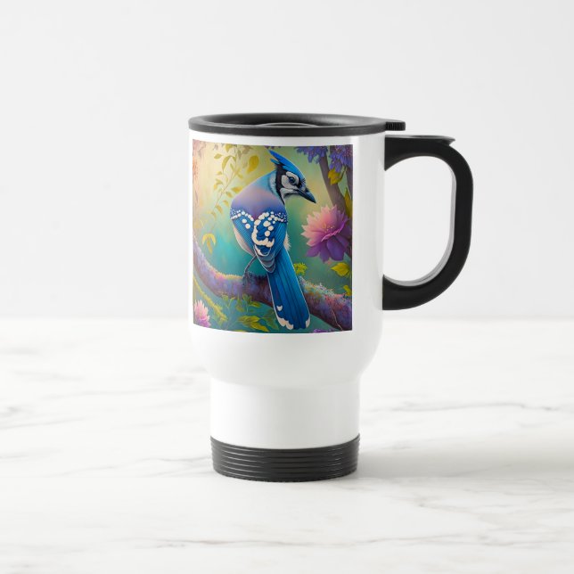Caneca Térmica Fantasy Birds Blue Jay (Direita)
