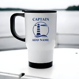 Caneca Térmica Farol náutico com nome do capitão ou do barco