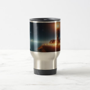 Caneca Térmica Farol náutico/costeiro à noite com luar