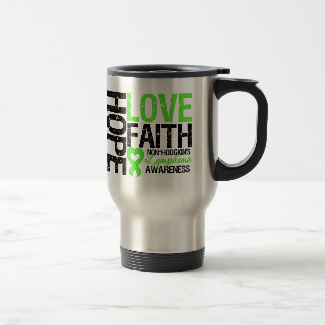 Caneca Térmica Fé do amor da esperança do linfoma Non-Hodgkin (Direita)