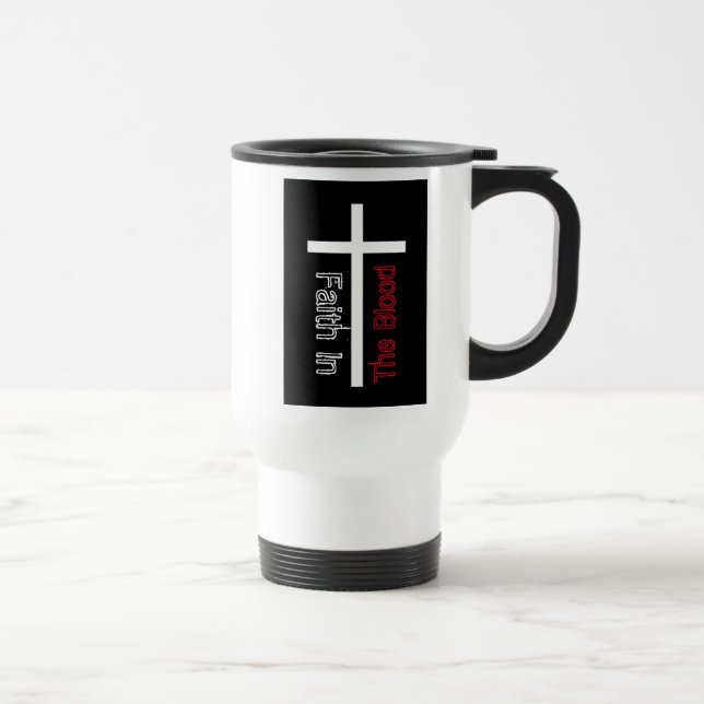 Caneca Térmica Fé Na Cruz Cristã Sanguínea (Direita)