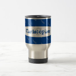 Caneca Térmica Feenas Azul Tipografia Nome Monograma Modelo
