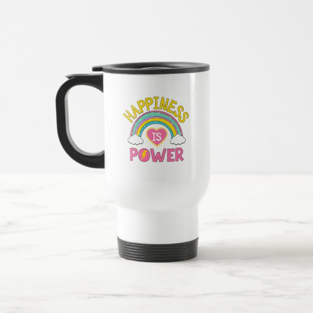 Caneca Térmica Felicidade é Arco-Íris de Potência (Esquerda)