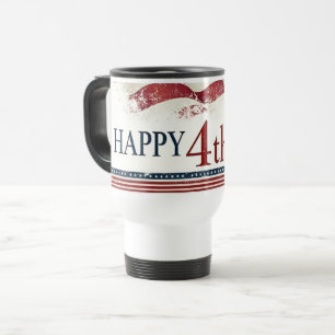 Caneca Térmica Feliz 4 de Julho - Design Vintage da Bandeira Amer