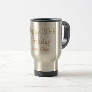 Caneca Térmica feliz aniversário de 20 anos nome data verde laran