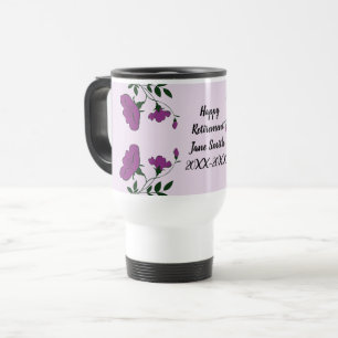 Caneca Térmica Feliz aposentadoria Roxo Floral Funcionário