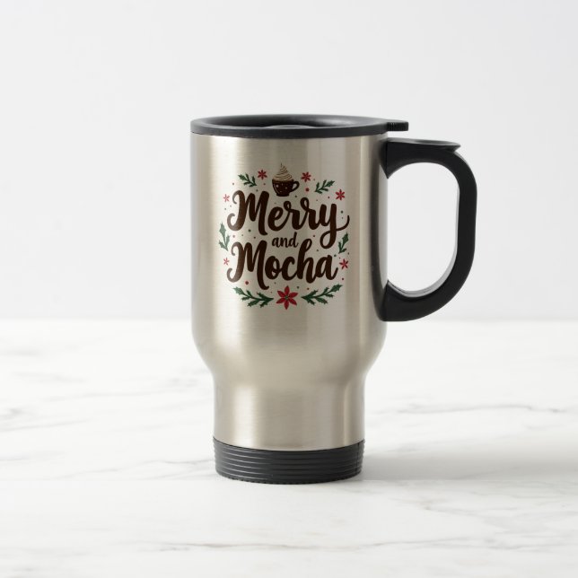 Caneca Térmica Feliz e Mocha Bebem café Natal Xmas (Direita)
