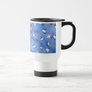 Caneca Térmica Feliz Hanukkah Estrelas Cadentes e Dreidels